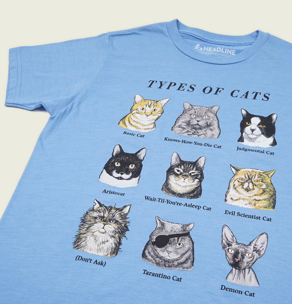 TYPES OF CATS Light Blue Unisex t-shirt - Headline - Tees.ca