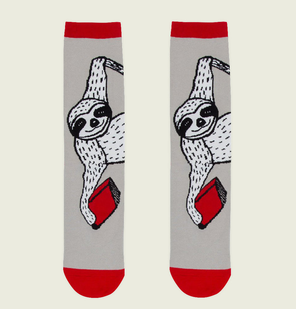 BOOK SLOTH Unisex Socks L/XL - Out of Print - Tees.ca