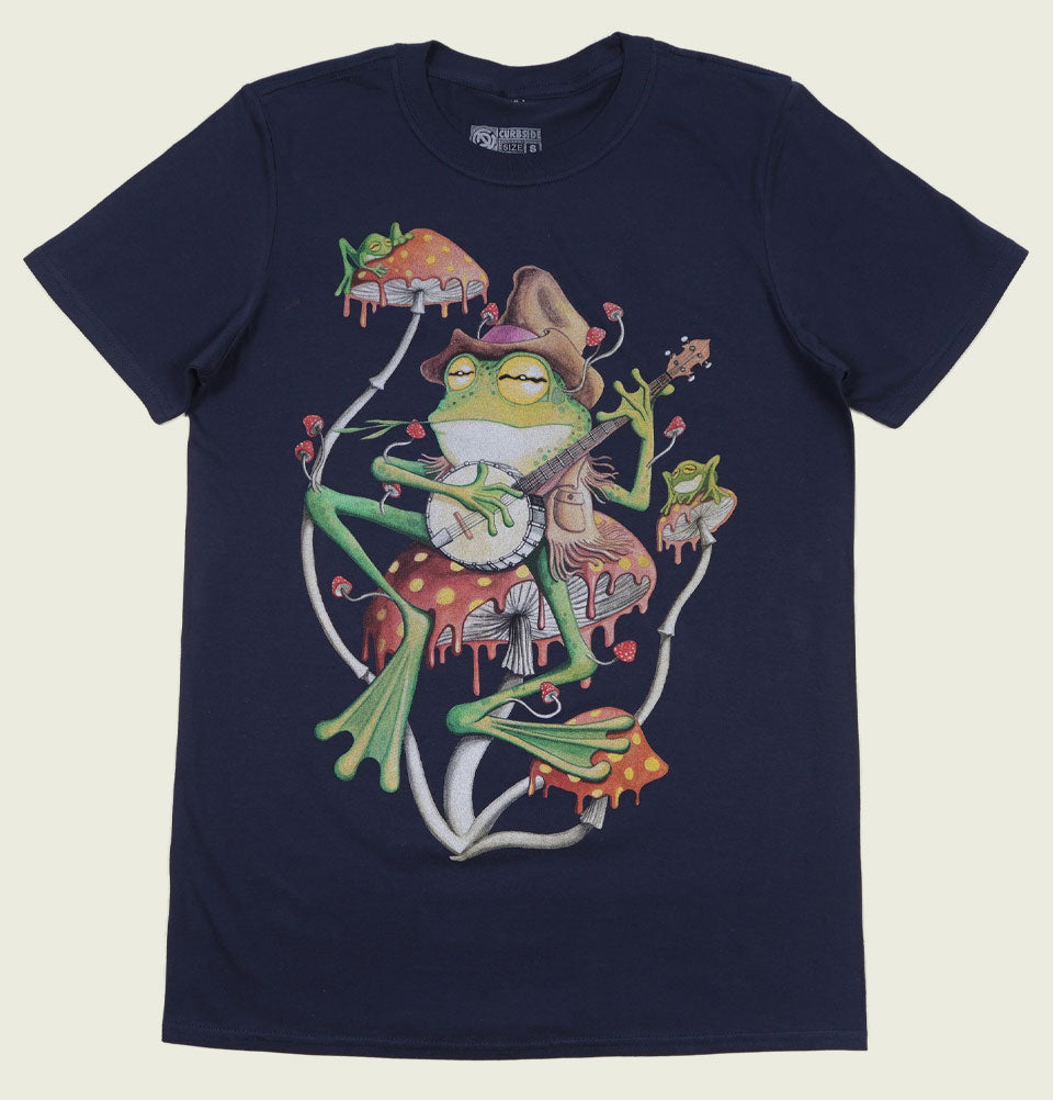 T-shirt FOLK FROG by Joe Nicholson Navy Graphic Tee Shirt - Tees.ca Size Medium